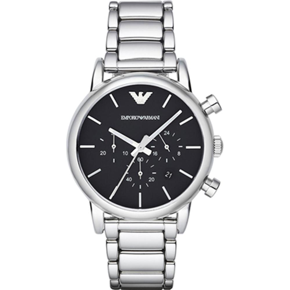 

Emporio Armani Luigi Large Black Stainless steel Silver Men s Quartz Chronograph with Date AR1853 чёрный