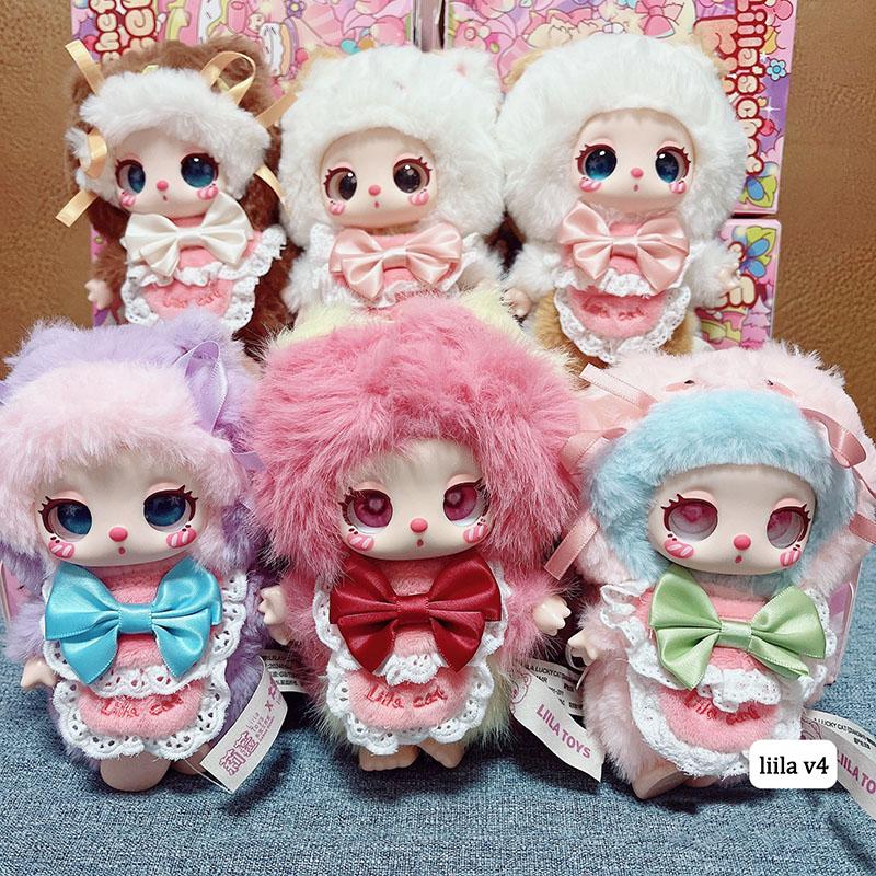 Decorative Mandatory Girls New Liila V4 Dessert Master Cat Series Toys Anime Action Figures Caja Trendy Sweet Fluffy Dolls Birthday Gift