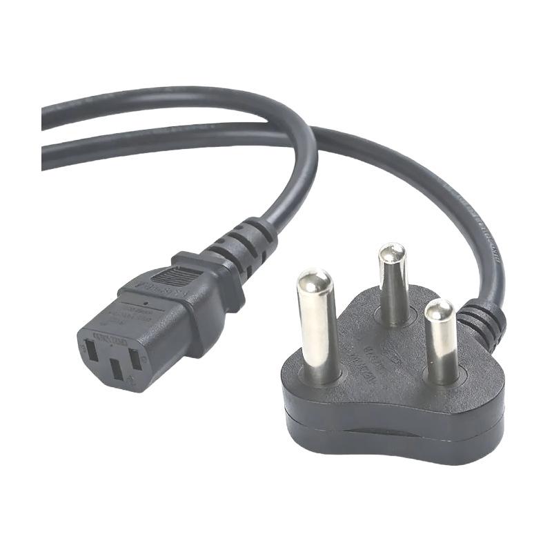 South Africa 3-Pin Plug Power Cord, 1.5m SABS-Certified 3x0.75/1.0/1.5 sq mm AC Cable