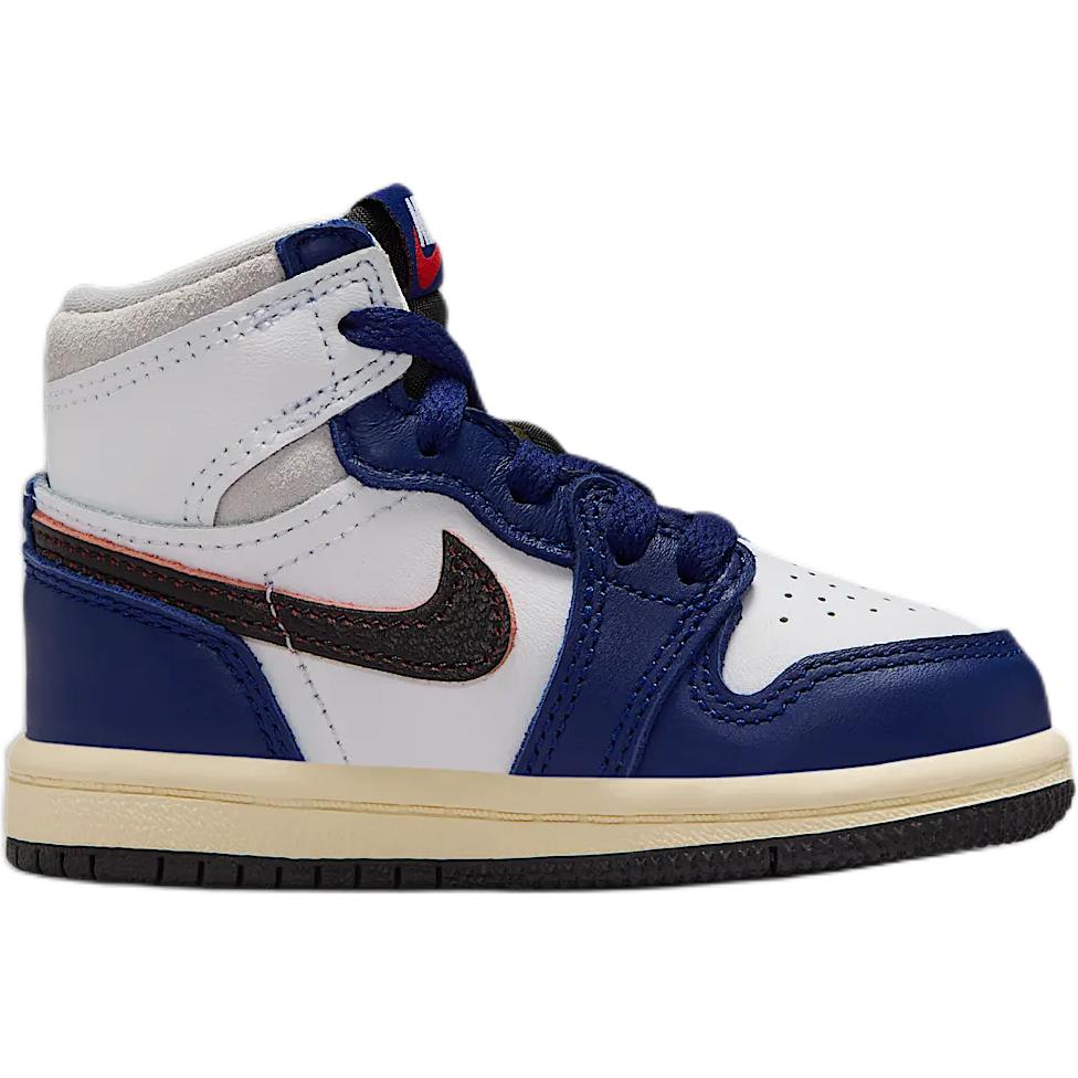 Air Jordan 1 Retro High OG Rare Air Δέρμα Unisex Λευκό Μαύρο Ουδέτερο Γκρι Βαθύ Βασιλικό Μπλε FD1413-100
