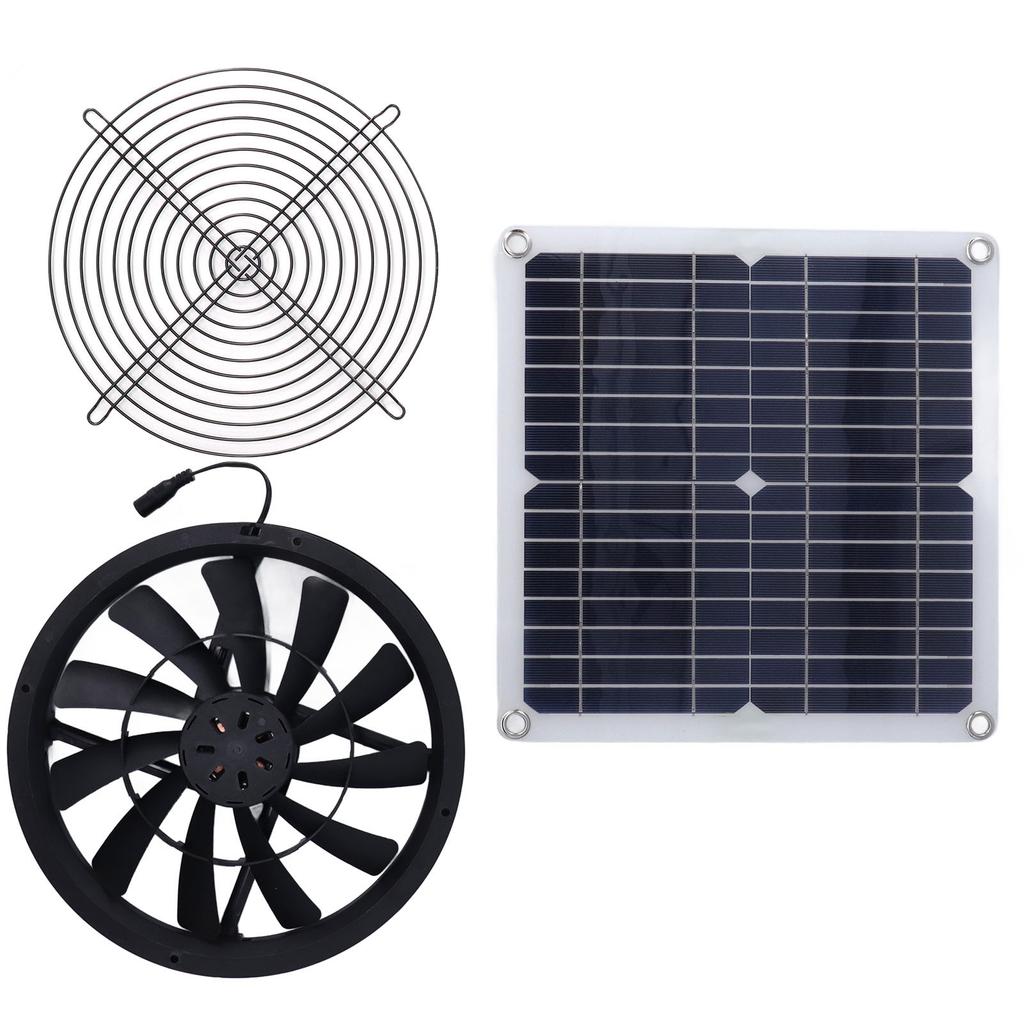 5V 10W Solar Panel Powered Fan Quite Operation Exhaust Ventilator Fan for Greenhouse RV Camping