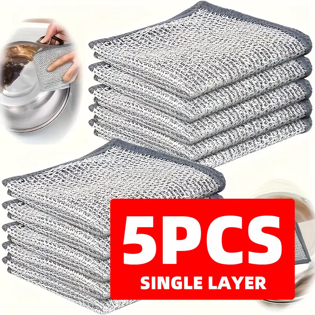 1/3/5/10 New Upgraded Single/Double-Layer Scratch Resistant Wire Dishcloths Scratch Resistant Wire Dishcloths Kitchen Cleaning