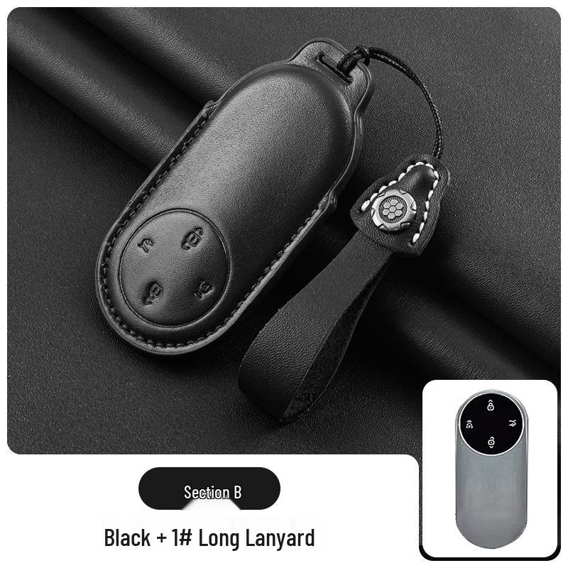 Genuine Leather Key Cover for AITO Huawei M7/M8/M9 Models (2026), M5 Car Key Case with Buckle