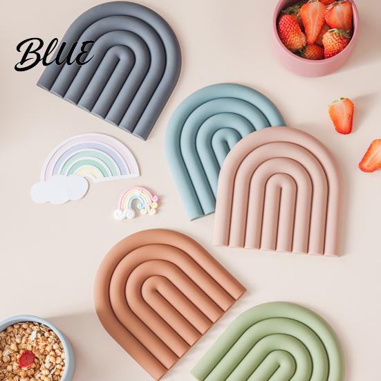 High Temperature Resistant for Hot Silicone Mat Pot Potholder Rainbow Heat Trivet Dishes Teapots Non-Slip Table Placemat Kitchen Home