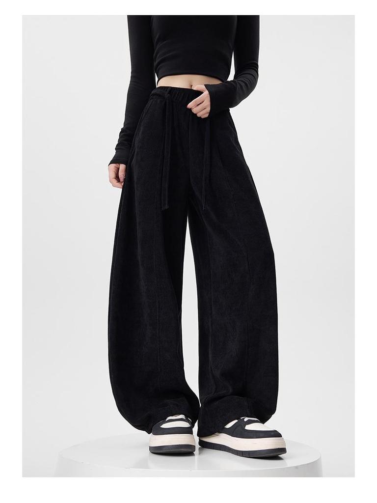 Plus Size High-Waist Casual Wide-Leg Pants for Women - Autumn/Winter Collection
