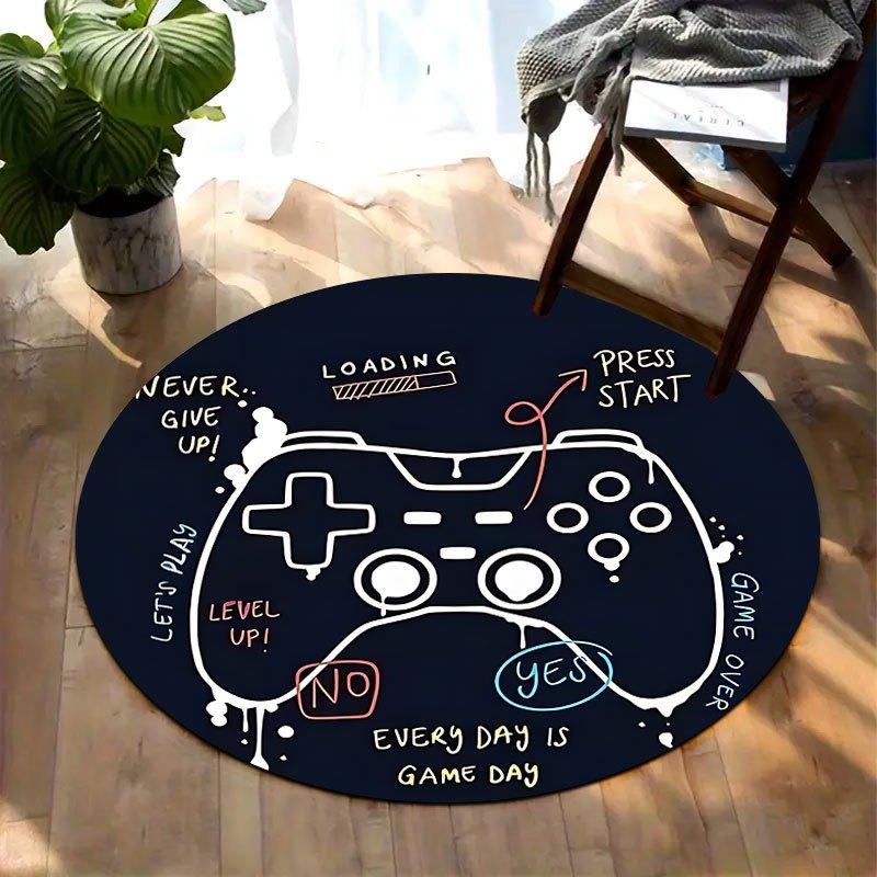 

Gamepad graffiti Flannel-printed round floor mats are slip-resistant Suitable for living room bedroom terrace garden carpets 60cm x 60cm