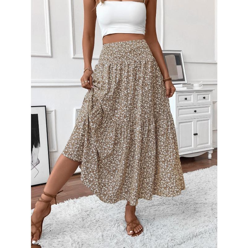 Lässige Röcke für Damen mit Blumenmuster und Frühlings-Sommer-Print XL gray
