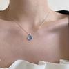 Elegant Blue Oval Zirconia Necklace - Women's Chic Clavicle Chain In INS Style