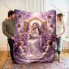 1PC Virgin Mary Surrounded by Angels Print Blanket Warm Soft Fluffy Kids and Adult Sofa Bed Throw Blanket Travel Camping RV