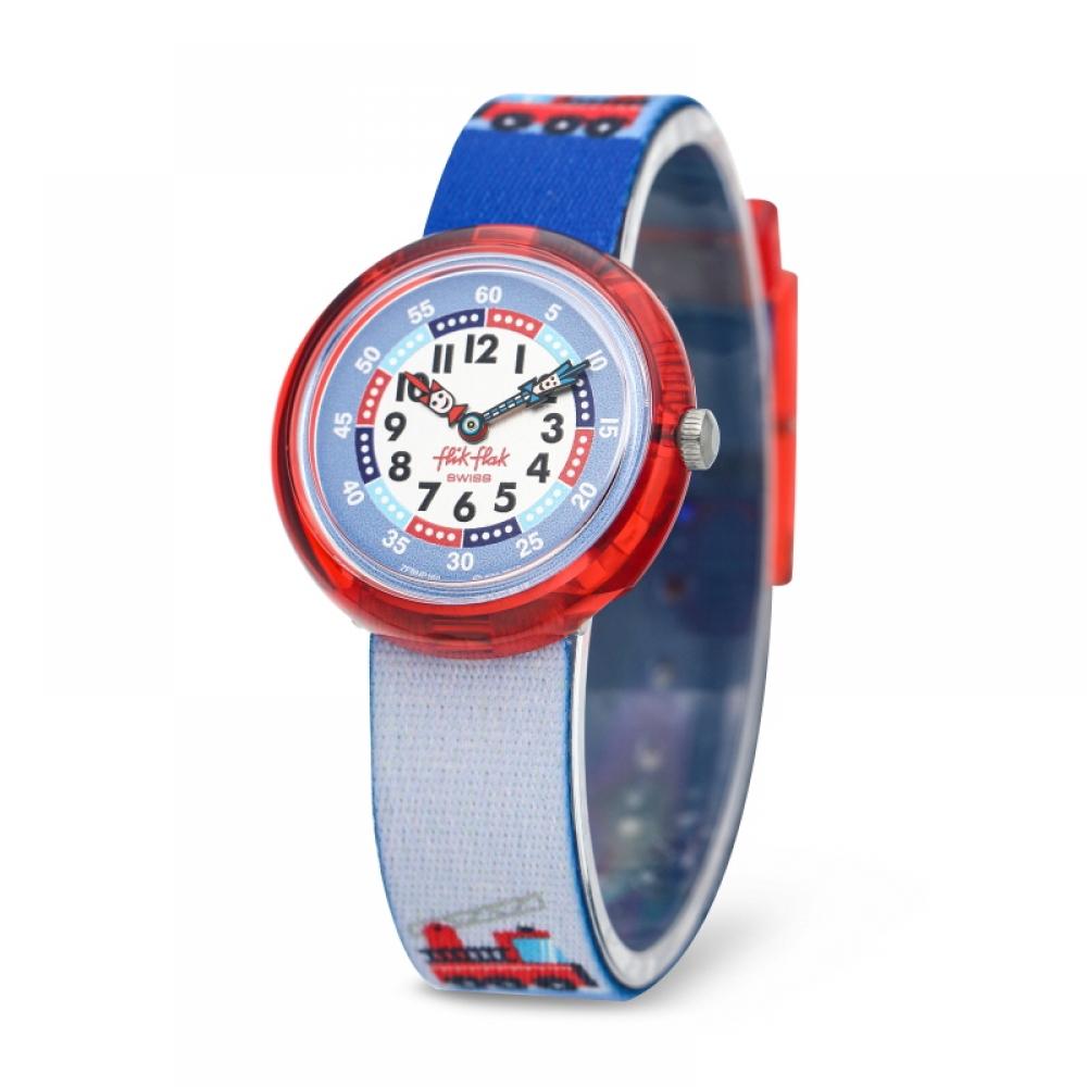 Flick Flack Fbnp160 City Of Life Firetruck Kids Nato Watch