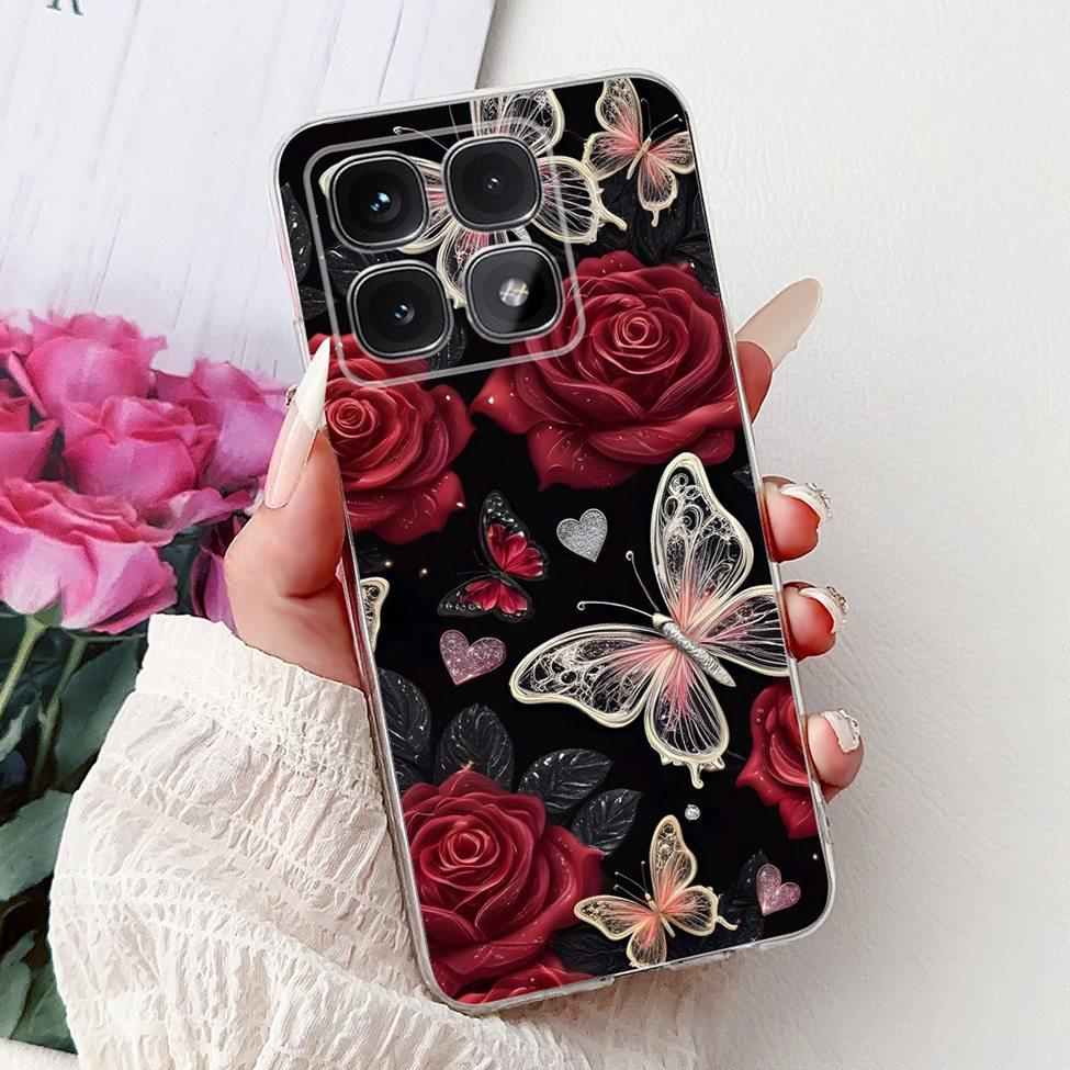 Clear For Xiaomi 14T Case Cover Luxury Cute Cat Fashion Flowers Funny Cool Painted Soft Phone Case 2406APNFAG