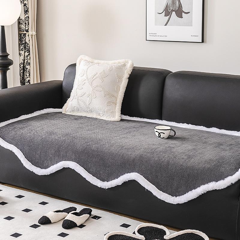 Chenille Herringbone Shaped Plush Sofa Cushion Autumn and Winter Thickening Sofa Cover Cushion