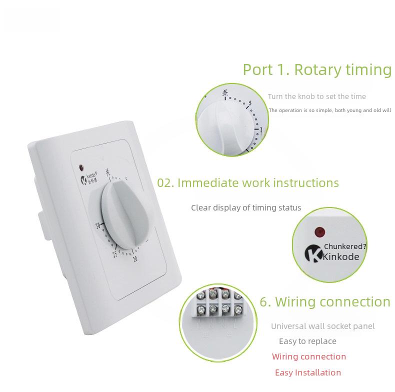 Priză cronometru montată pe perete de 30 de minute pentru pompa de apă - Comutator temporizator tip Jinkede 86