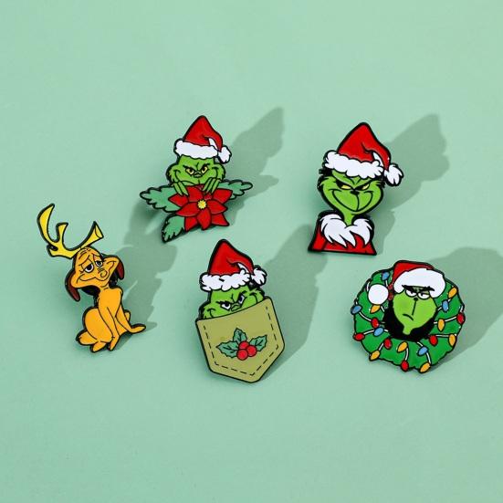 Christmas Brooch Cartoon Figure Shape Anti-slip Polished New Year Party Coat Collar Bag Scarf Hat Decoration Clothes Pin Clothing Jewelry
