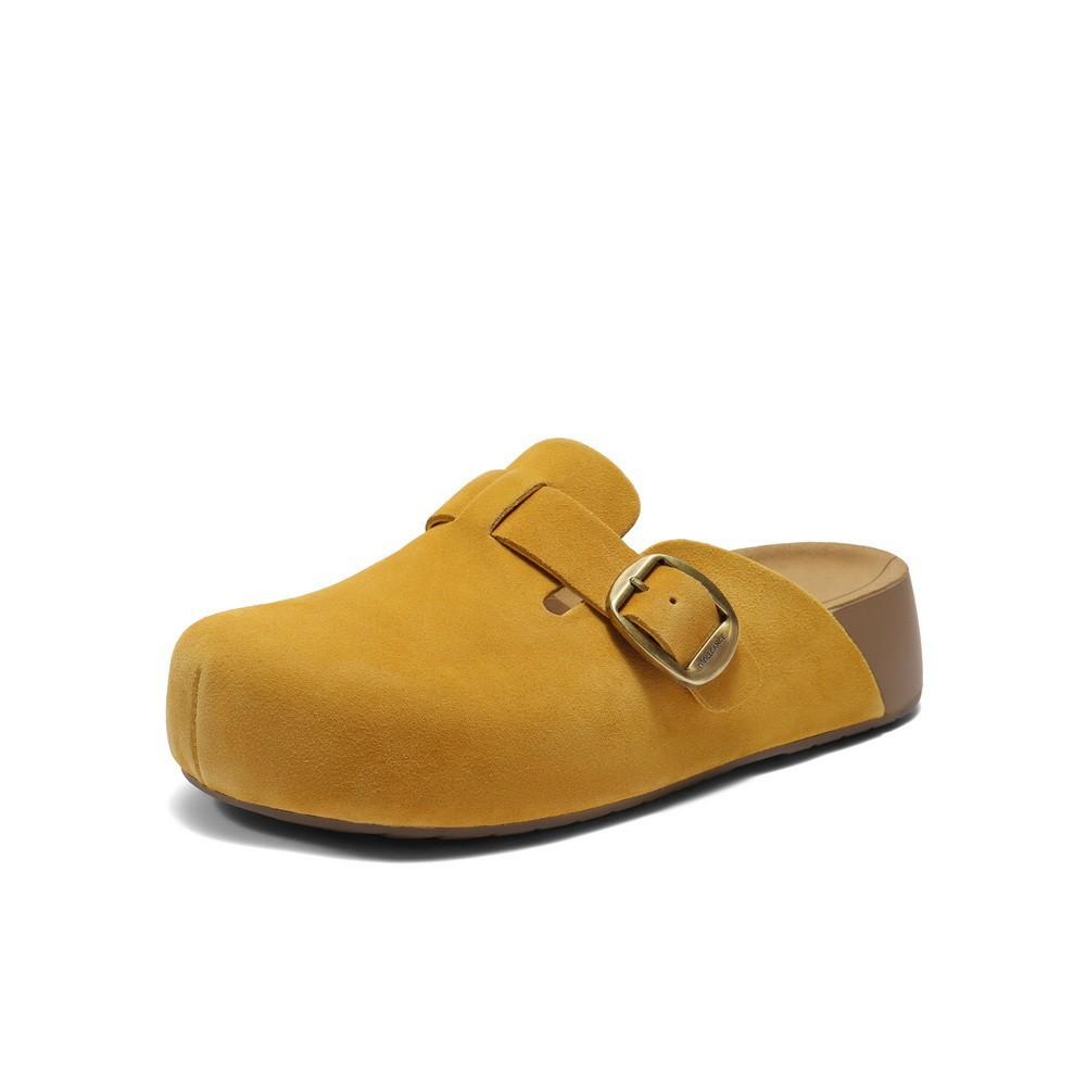 

Zhou Yutong has the same thick island toast 2nd generation bag head Birken slippers 2025 new small man wearing platform shoes 40 жёлтый