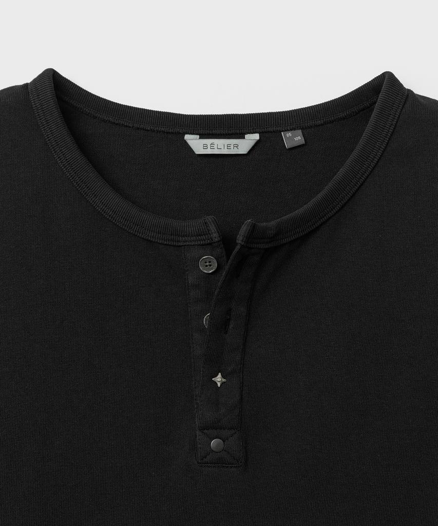 Bellie Variant Henley Neck T-Shirt - Washed Black