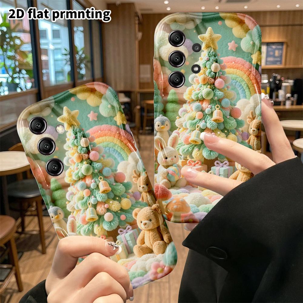 Phone case: 2D flat, suitable for Samsung Galaxy A34 A35 M05 M06 S20 S22 S21 FE Plus 5G protective cases, macaron Christmas tree, perfect holiday gift