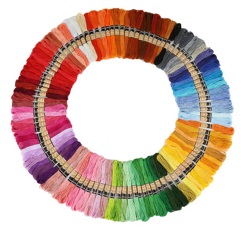 Cross-Stitch Embroidery Thread Set: 24-200 Polyester/Cotton Color Options