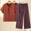 Women's Summer Short Sleeve Wide-Leg Pants Two-Piece Set