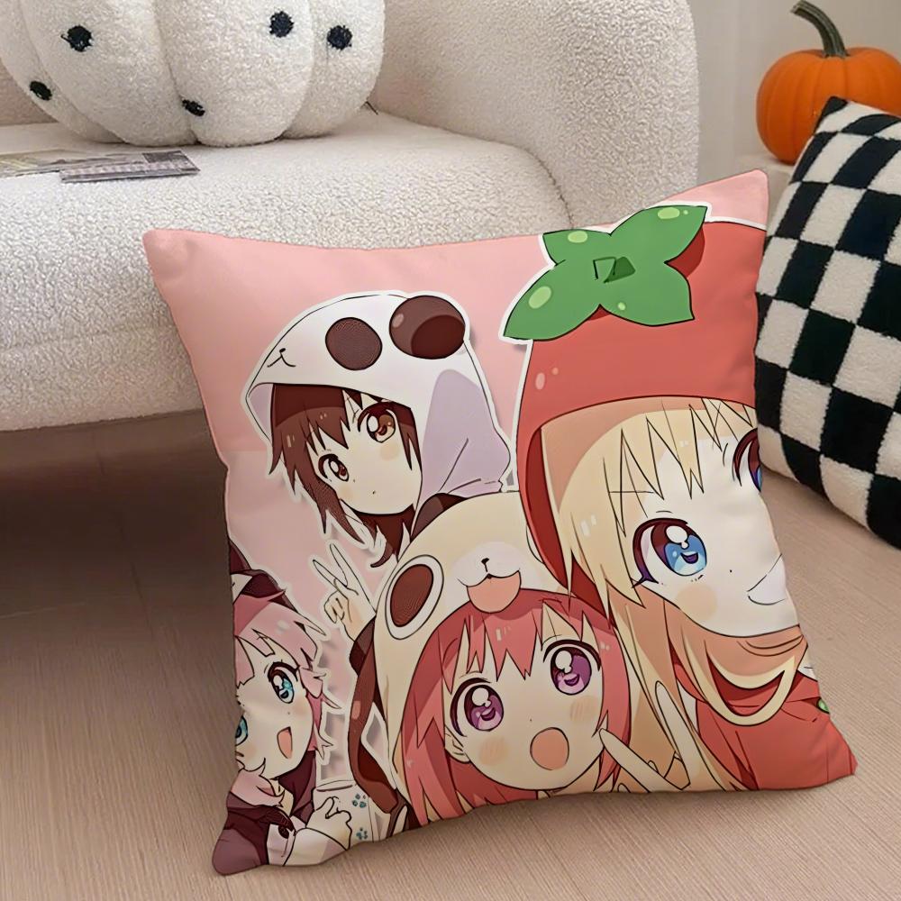 Classic Funny Japanese Anime Y-Yuru Yuri Cushion Cover Throw Pillow Cover Hidden Button Durable Polyester Chair Cushion