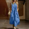 Women’s Casual Sleeveless Cotton Linen Maxi Dress with Round Neck and Large Pockets Loose Fit for Everyday Wear
