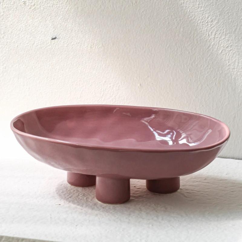 Obstteller für den Haushalt, kreativer Salat-/Obstteller, Tischplatte, Süßigkeitenteller, modernes, minimalistisches Küchengeschirr, dreibeinig, hochbeinig