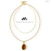 Manufacture Women'S Fashion Minimalist Jewelry Natural Tiger Eye Stone Double Layer Necklace for Sweater Chain Accessories
