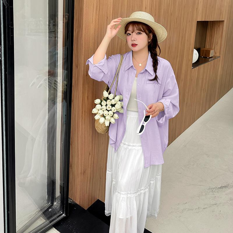 Korean Gentle, Simple and Generous Shirt Women's Spring New Large-size Women's Clothing To Cover Meat and Sun Protection, with 210176.