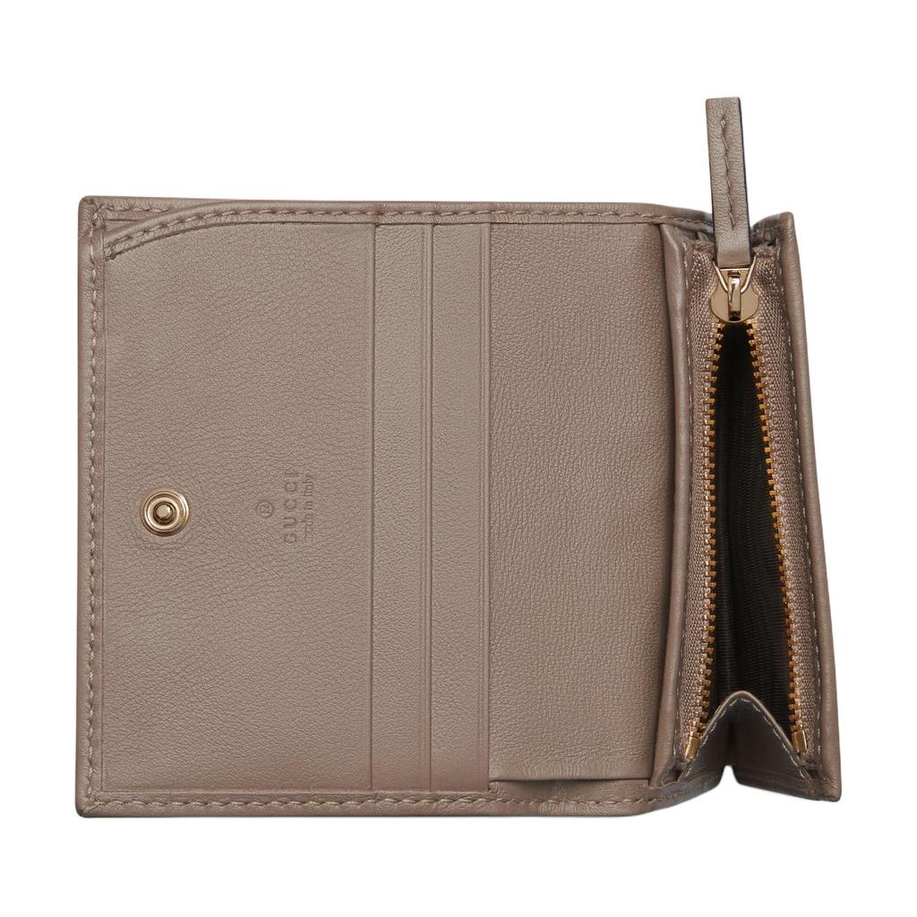Gucci GG Marmont Logo Snap Closure Leather Wallet Women wallet Gray Brown 466492-DTDHD-1523