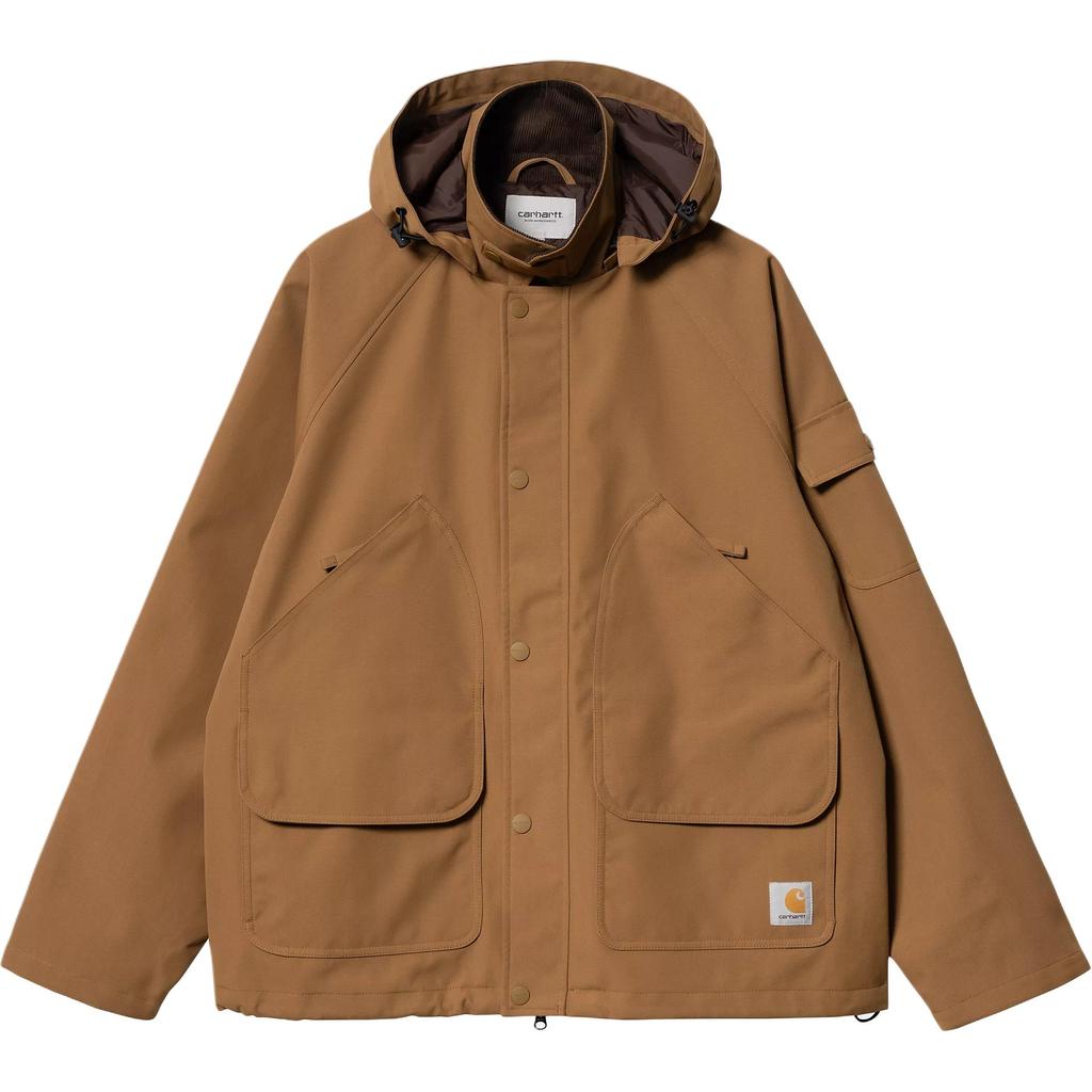 Carhartt WIP Solid Color Hooded Zip Long Sleeve Jacket Men Jackets Brown I033871-00S-XX