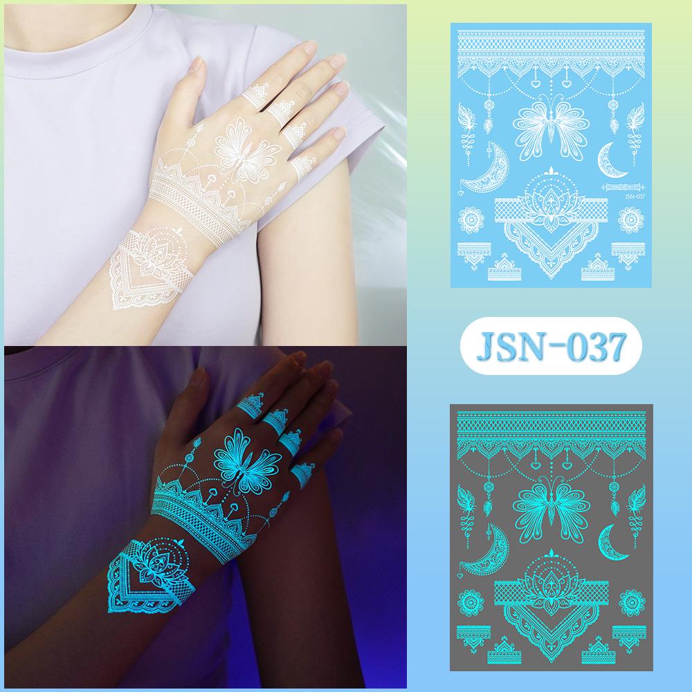Adesivi Tatuaggio Ricaron 2024 Henné Luminoso & Farfalla Bianca per Viso & Braccio