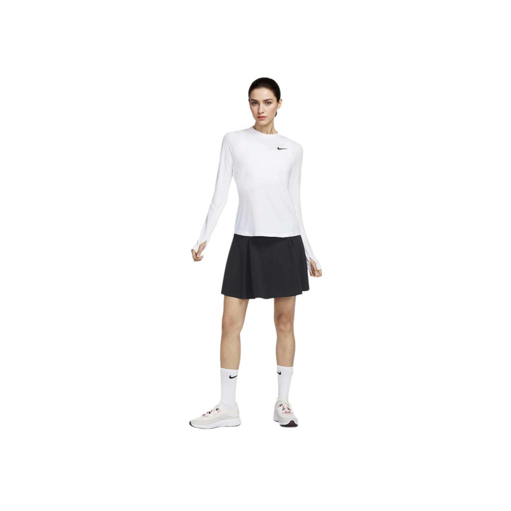 Nike Dri-Fit UV Victory Sun Protection Solid Logo Print Crew Neck Short Sleeve T-Shirt Women T-Shirts White DH2069-100
