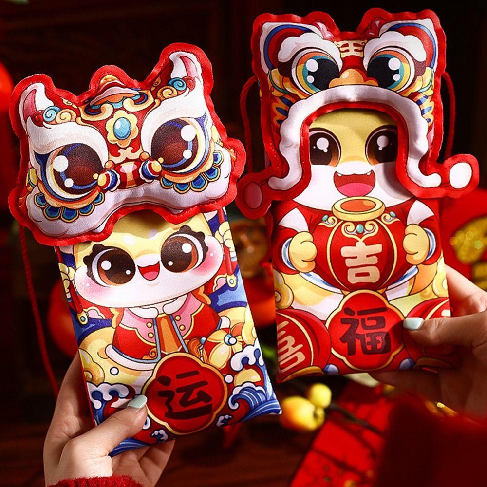 Cute Cloth Red Envelope Bag Crossbody Capable Creative Dragon Shoulder Bag 3D Snake Year New Year Red Packet Unisex