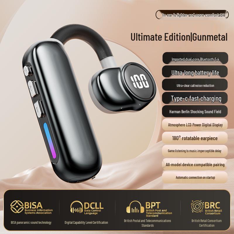 

Bluetooth Earphone 5.4, Single Ear Hook, M100, Noise Reduction, Long Battery Life, Wireless Standard Edition