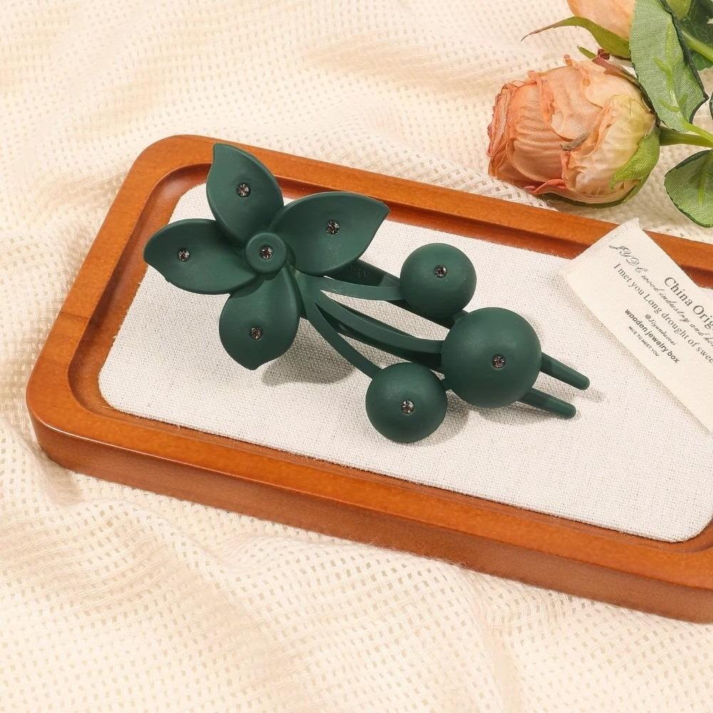 Matte Frosted Flower Hair Clips Acrylic Hair Ornament Fashion Rhinestones Flower Hairpin  Girls