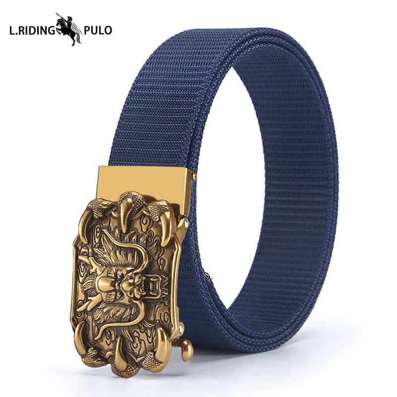 Men's Belt Toothless Alloy Automatic Buckle Men's Belt Imitation Nylon Canvas Youth Versatile Casual Belt
