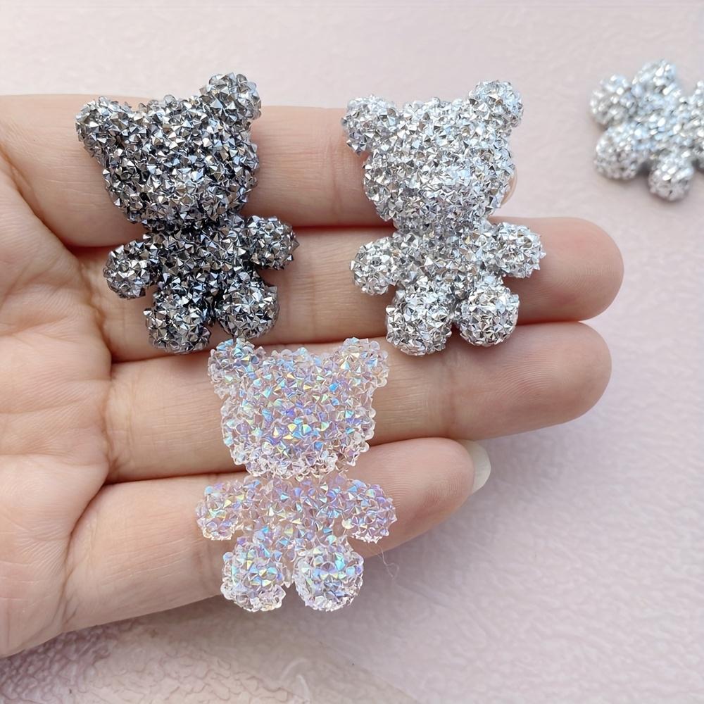 6 Funkelnde Harz-Teddybär-Dekorationen - Niedliche Funkelnde Cartoon-Bären-Dekorationen, Geeignet für DIY-Schmuck, Schlüsselanhänger, Haarspangen