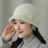 Knitted Bucket Hat Women's Autumn and Winter Velvet Warm In the Elderly Mother Hat Ear Protection Cold Thickening Foreign Gas Knitting
