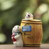 Cartoon Cute Wine Barrel Cat And Dog Mini Model Ornament For Decoration Garden