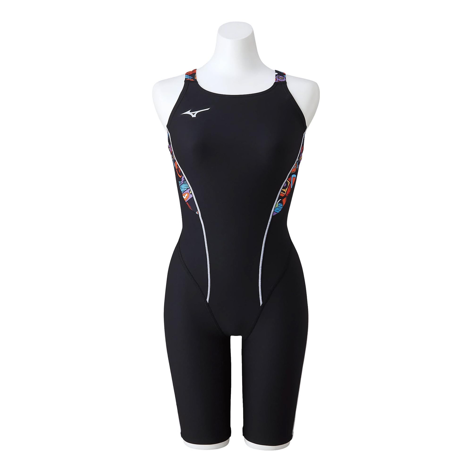 

Mizuno Exersuit Half Suit for Competitive and Training Swims Women s N2MGA787, Black/Monotone,