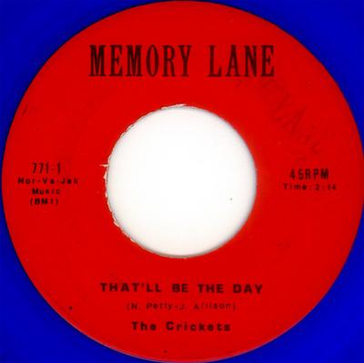 7inch Record CRICKETS - That'll Be The Day / Peggy Sue 771 Memory Lane US Rock Used