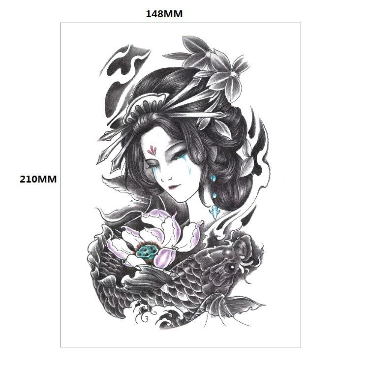 Traditionelle schöne Frau Charakter Tränen Geisha Farbe Wasser Transfer Blume Arm Anti-Real Tattoo Aufkleber Tattoo