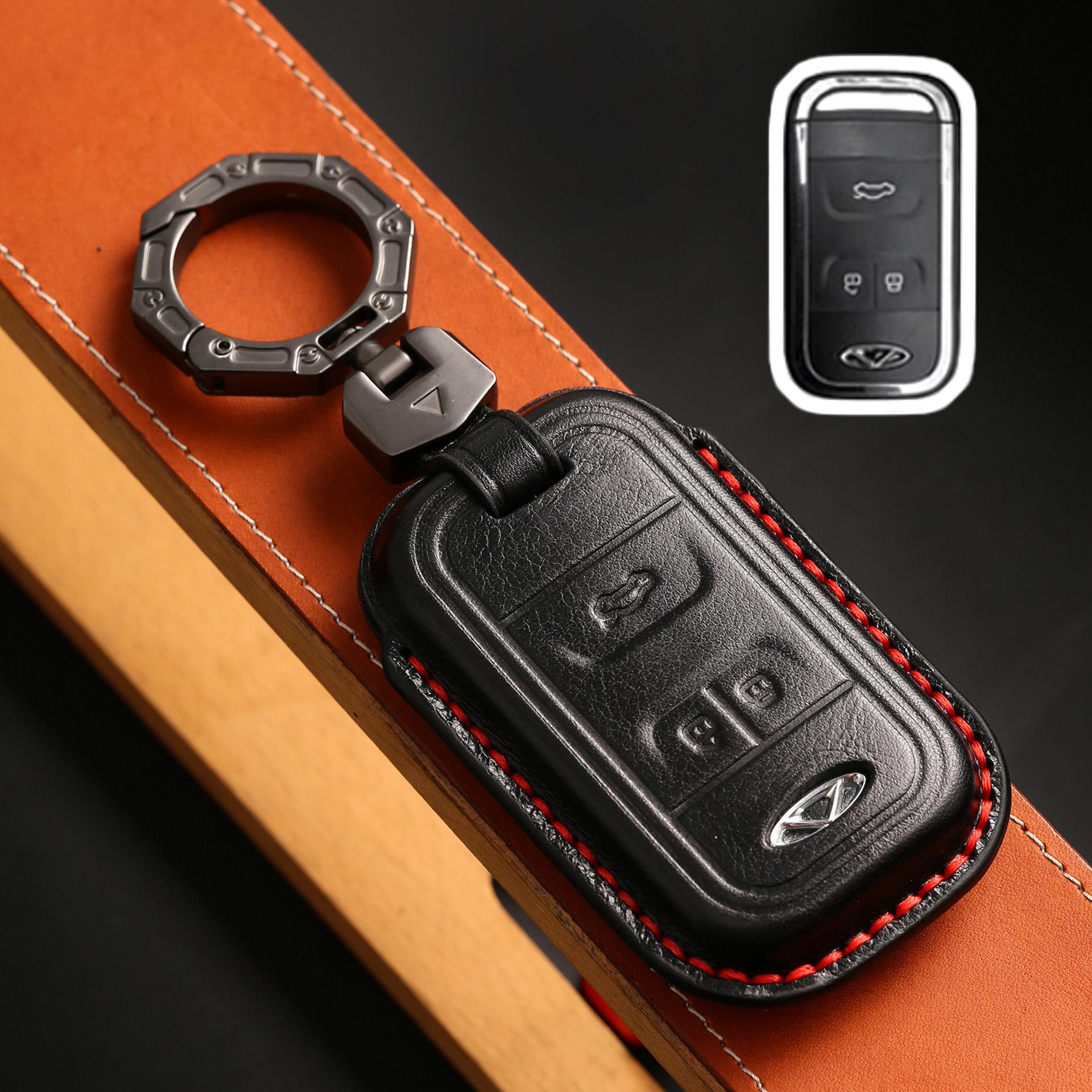

Подходит для чехла для ключа автомобиля Chery Tiggo 8, пряжка-ракушка 19 Tiggo 5x, всесторонняя защита высокого класса, кожа, защита от падений чёрный