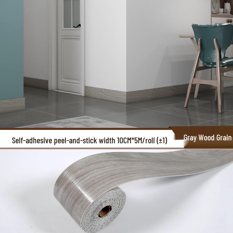 Waterproof Imitation Tile Skirting Board Sticker: Self-Adhesive, Thickened Marble, Solid Color, Wood Grain Wainscoting.
