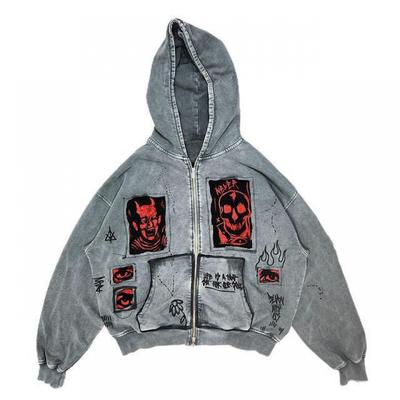 Unisex Oversized Mikina s kapucí s 3D potiskem démona Streetwear Styl Y2K Podzim