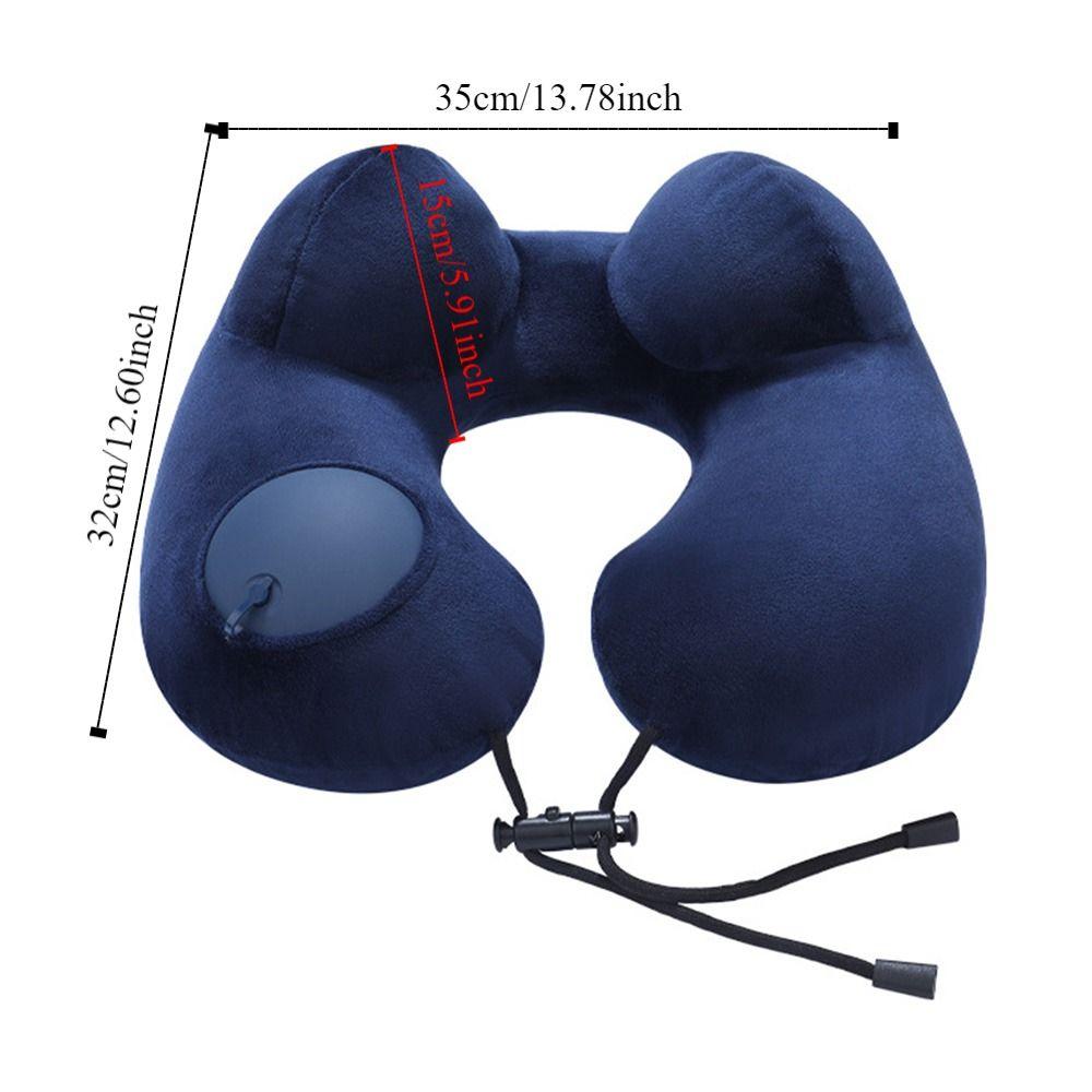 U-Shaped Inflatable Travel Pillow Hand Pressing Neck Support Cushion Neckrest Pad  Office/School