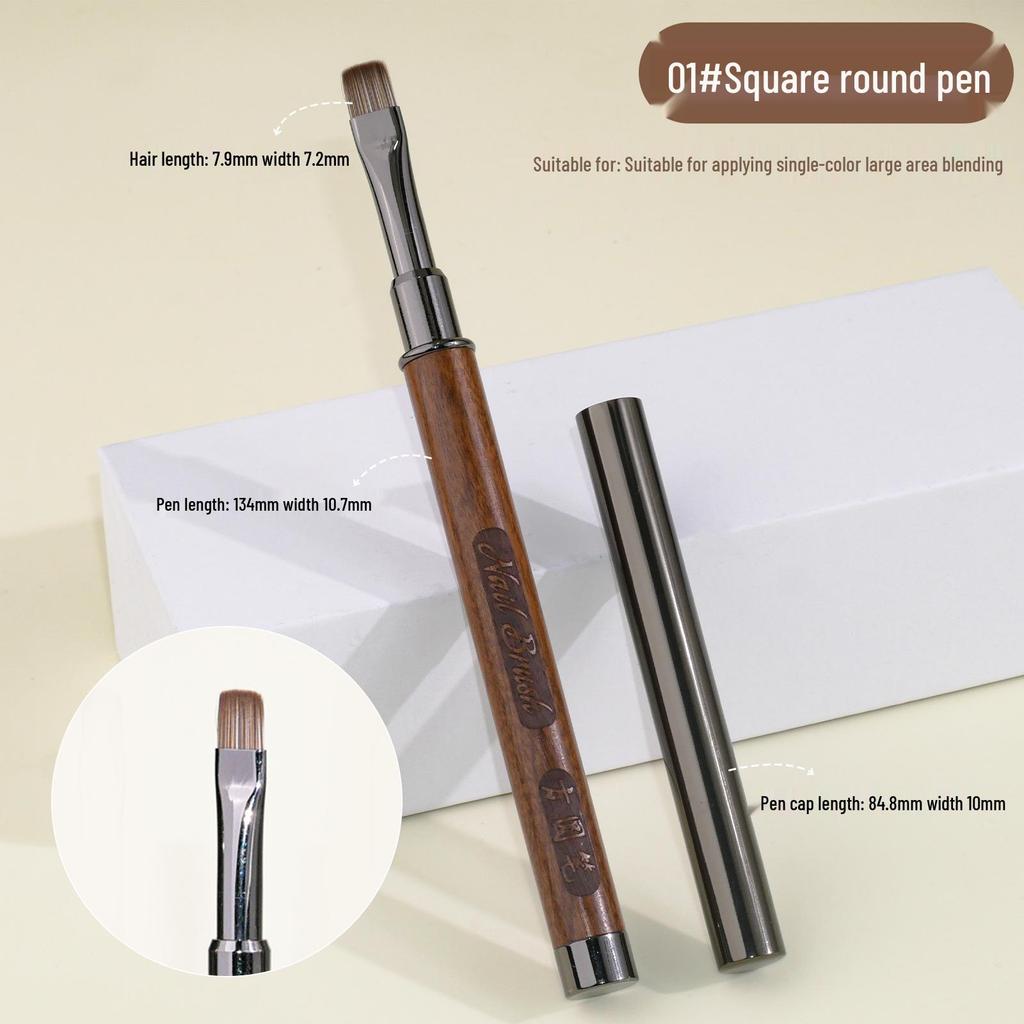 Sandalwood Nail Art Gel Pen Set: Round & Flat Tips for Painting, Drawing, and French Designs