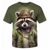 Summer Round Neck 3D Cute Funny Raccoon Graphic Print Top Fashionable Casual Short Sleeved Men's T-shirts
