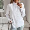Women's White Long Shirt with Lace Collar Button Down Blouse for Office Ladies Autumn Winter Striped Tops