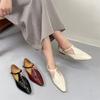 Johnature Genuine Leather Buckle Strap Women's Shoes French Style Versatile Temperament Pointed Flat Shoes